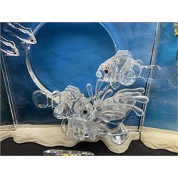 Swarovski Crystal, Wonders of the Sea Trilogy: 'Eternity', 'Community' and 'Harmony', all with stands and plaques, H20cm