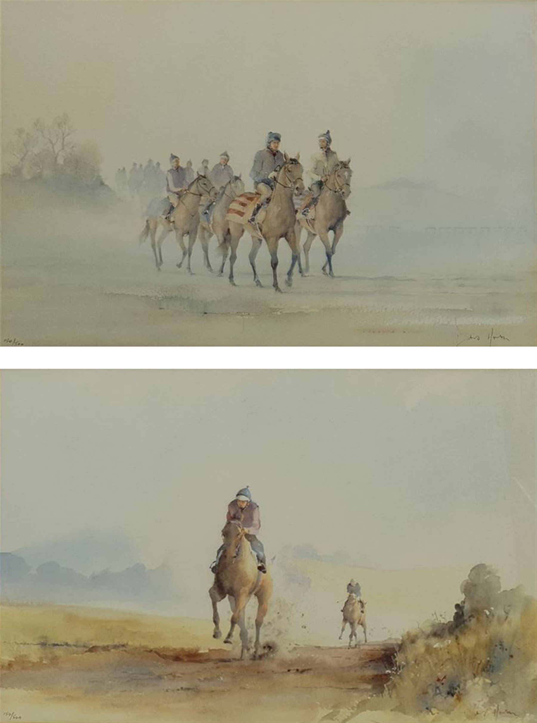 David Howell (British 1939-): 'Summer Workout' and 'Winter Training', pair limited edition prints signed and numbered in pencil, titled verso 29cm x 44cm (2)