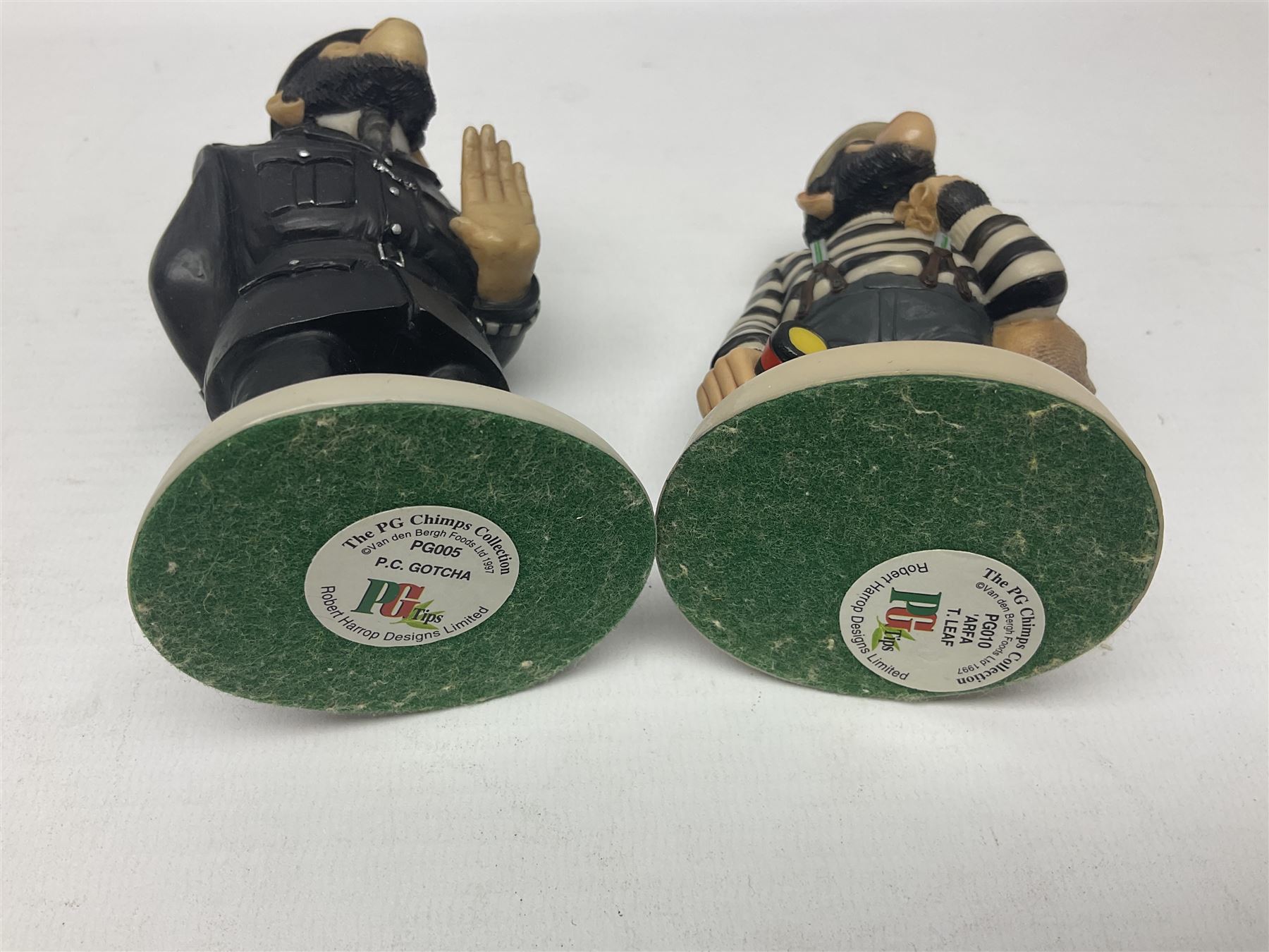 Collection of ten Robert Harrop figures of chimps from The PG Tips Collection, comprising Mr Shifter, Charlie Mr Bodgit, P.C. Gotcha, Arfa T.Leaf, Kevin Tipps, Ada, S.Bend, Dolly and Charlie