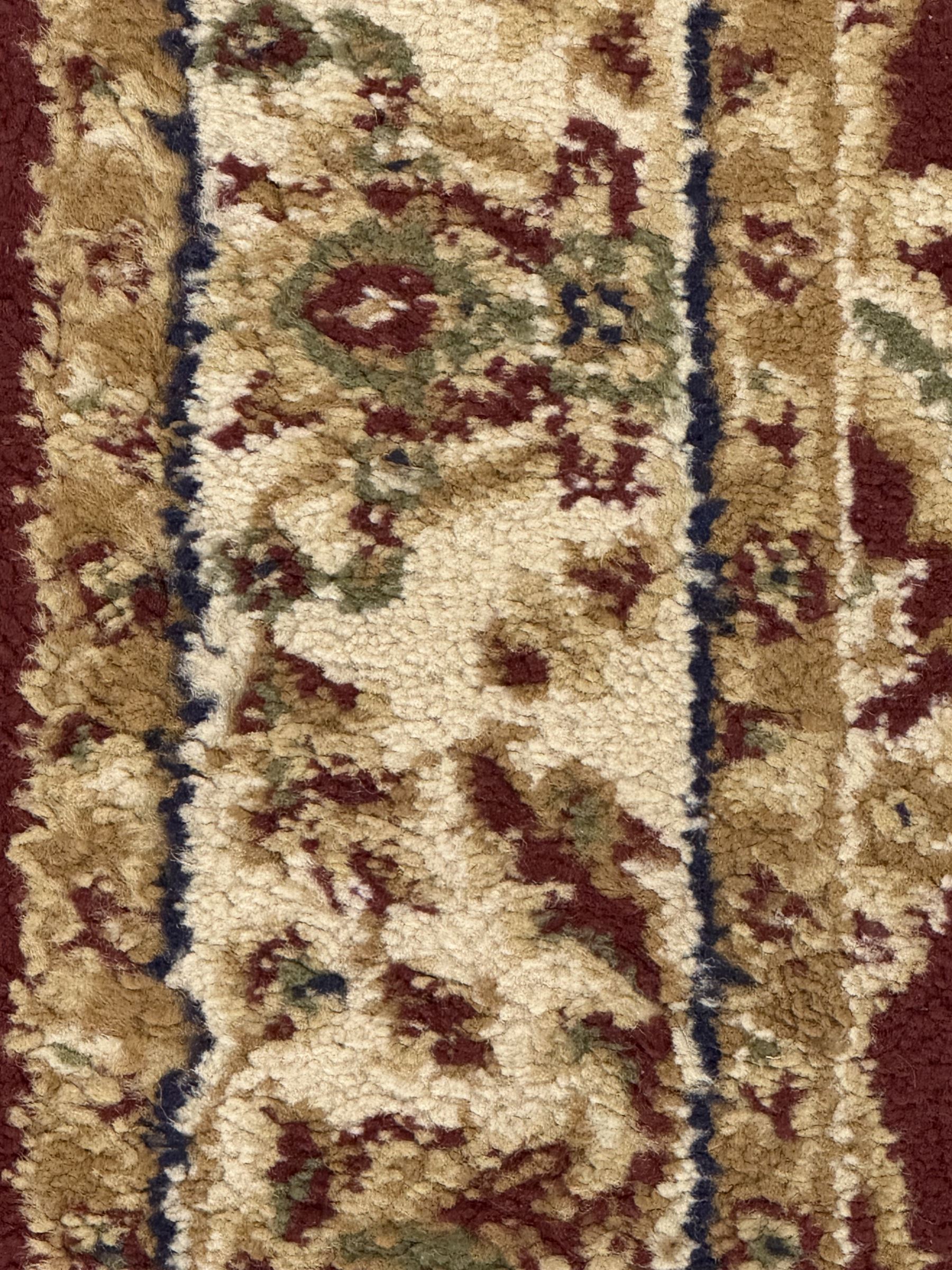Contemporary Dunelm 'Legacy' ground rug, the field decorated with symmetrical scrolling foliate and floral motifs, bordered by an ivory band with repeating floral designs interspersed with leafy branches, inner guard stripe with fine linear patterning