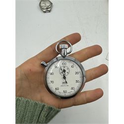 Six gentleman's wristwatches, including Avia, La Carre and Le Chat examples, together with a Smiths shockproof stop watch and a Sekonda stop watch, and a collection of spare watch straps