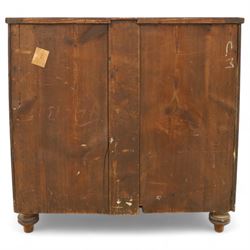 Mid-19th century mahogany bow front chest, fitted with four graduating drawers, turned ebonised handles, bun feet