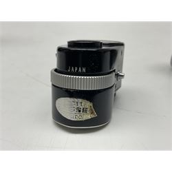 Olympus Pen FV camera body, serial no. 120981, with 'Olympus F.Zuiko Auto-S 1:1.8 f=38mm' lens, serial no. 251523, 'Olympus Zuiko Auto-zoom1:3.5 f=50-90mm, serial no. 135752 and clip on shoe