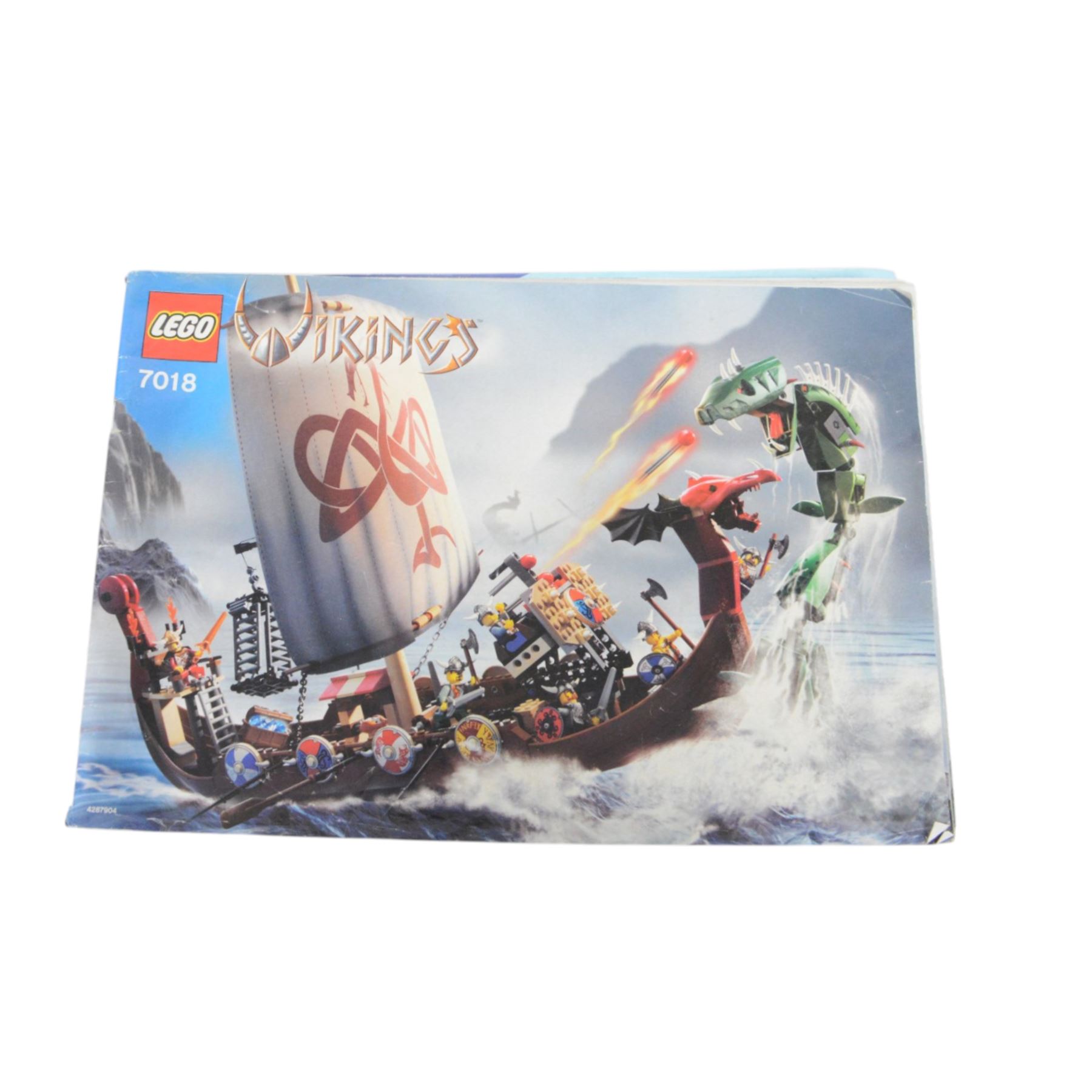 Lego Viking Ship no. 7018, partially built with instructions 