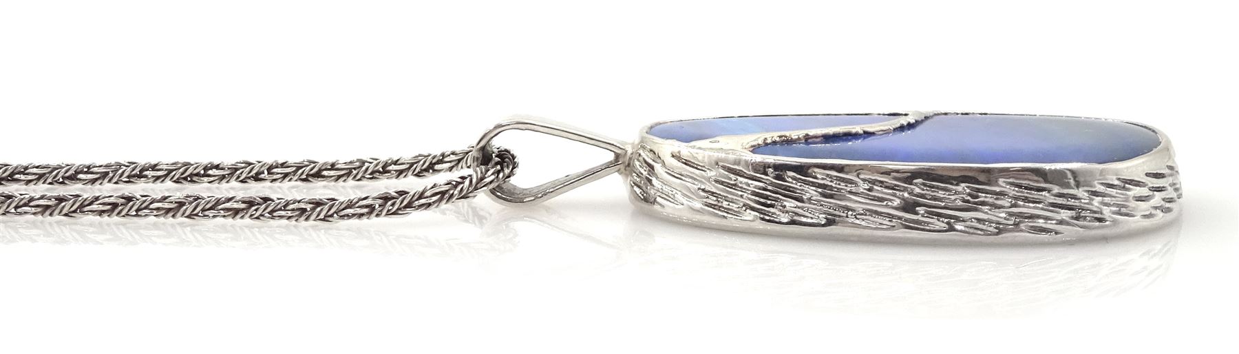 Silver boulder opal pendant necklace