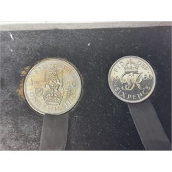 King George VI 1950 nine coin proof set, in Royal Mint red card box