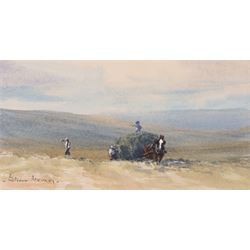 Brian Irving (British 1931-2013): Horse Carrying Hay over the Dales, watercolour heightene...