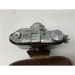 Praktica L camera body, with 'Meyer-Optik Gorlitz Domiplan 2.8/50' lens, CMS Commet II camera, Pair of Janik 8x30 binoculars in a case etc