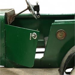 Lines Brothers Ltd. for Triang - 1920s/1930s children's open tourer pedal car, modelled as a Vauxhall, with 'British Racing Green' paintwork, body on metal chassis with toolbox to side and opening rear trunk 