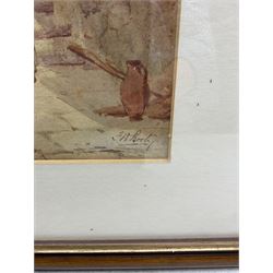 Frederick William Booty (British 1840-1924): Arguments Yard - Whitby, watercolour signed, original Henry Whitley title label verso 31cm x 18cm