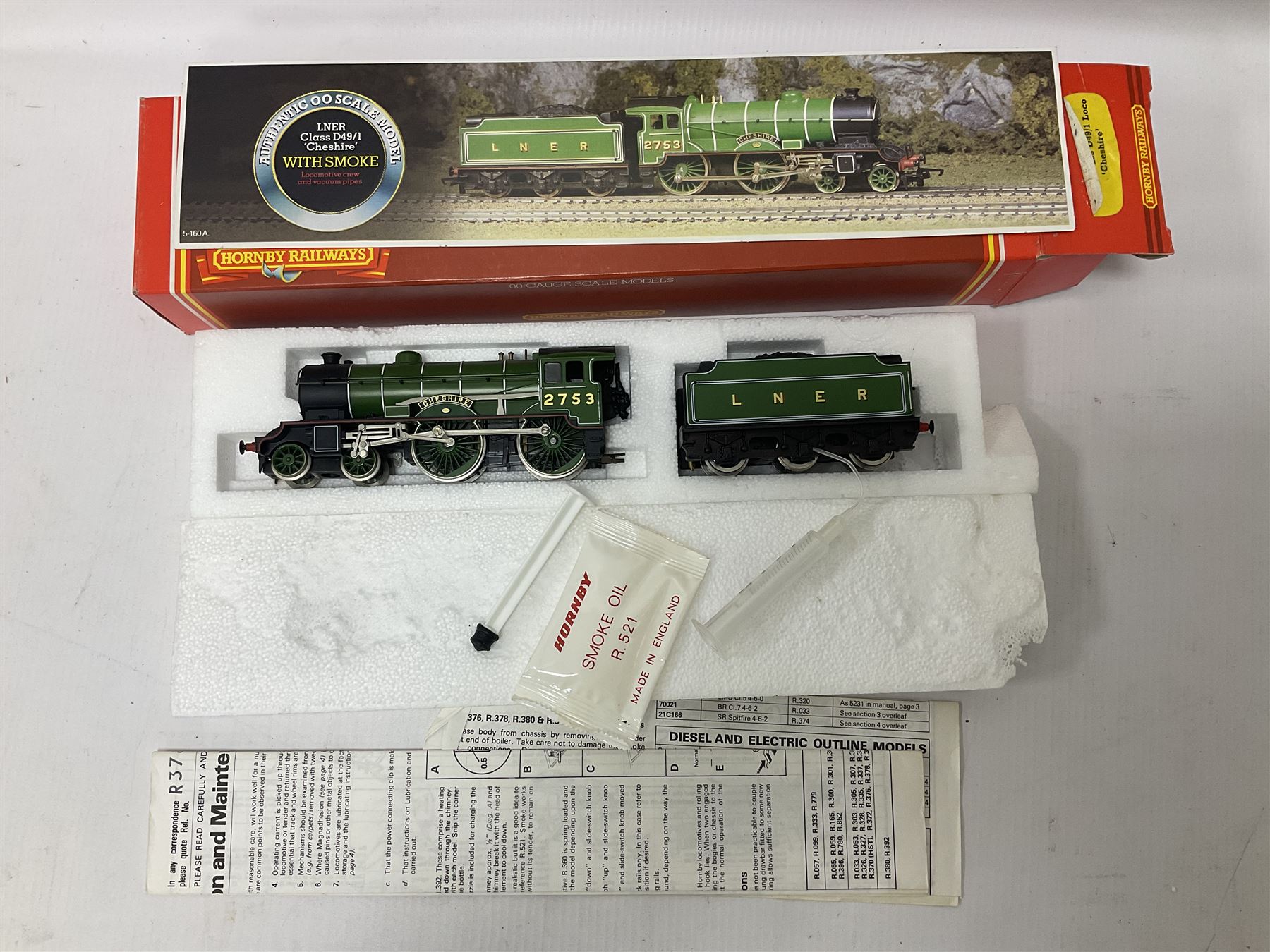 Hornby ‘00’ gauge - Class B17 4-6-0 ‘Manchester United’ locomotive no.2862 in LNER green; Class B17 4-6-0 ‘Leeds United’ locomotive no.61656 in BR green; Class D41/1 4-4-0 ‘Yorkshire’ locomotive no. 62700; Class 49/1 4-4-0 ‘Cheshire’ locomotive no.2753 in LNER green; in original boxes (4) 