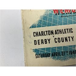 1946 FA Cup Final Charlton Athletic v Derby County football programme played 27th April 1946 at Wembley. Provenance: By direct descent from the family of Raich Carter having been consigned by his daughter Jane Carter.
