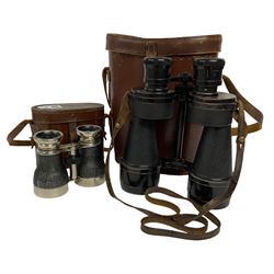 Pair of racing binoculars in leather cas