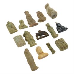Collection of 20th century Egyptian tourist souvenir amulets and similar, including figures and zoomorphic examples 