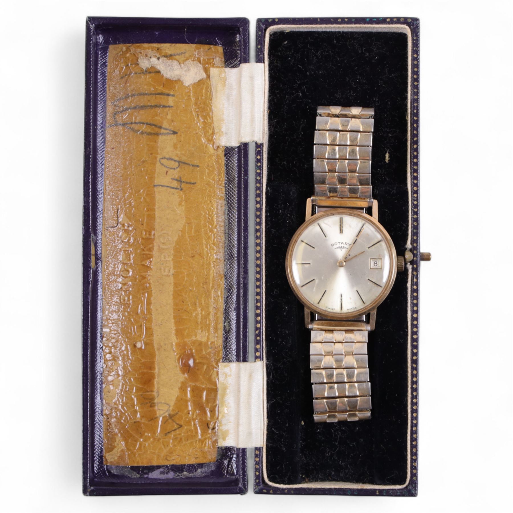 9ct gold cased Rotary wristwatch on an expanding gilt strap