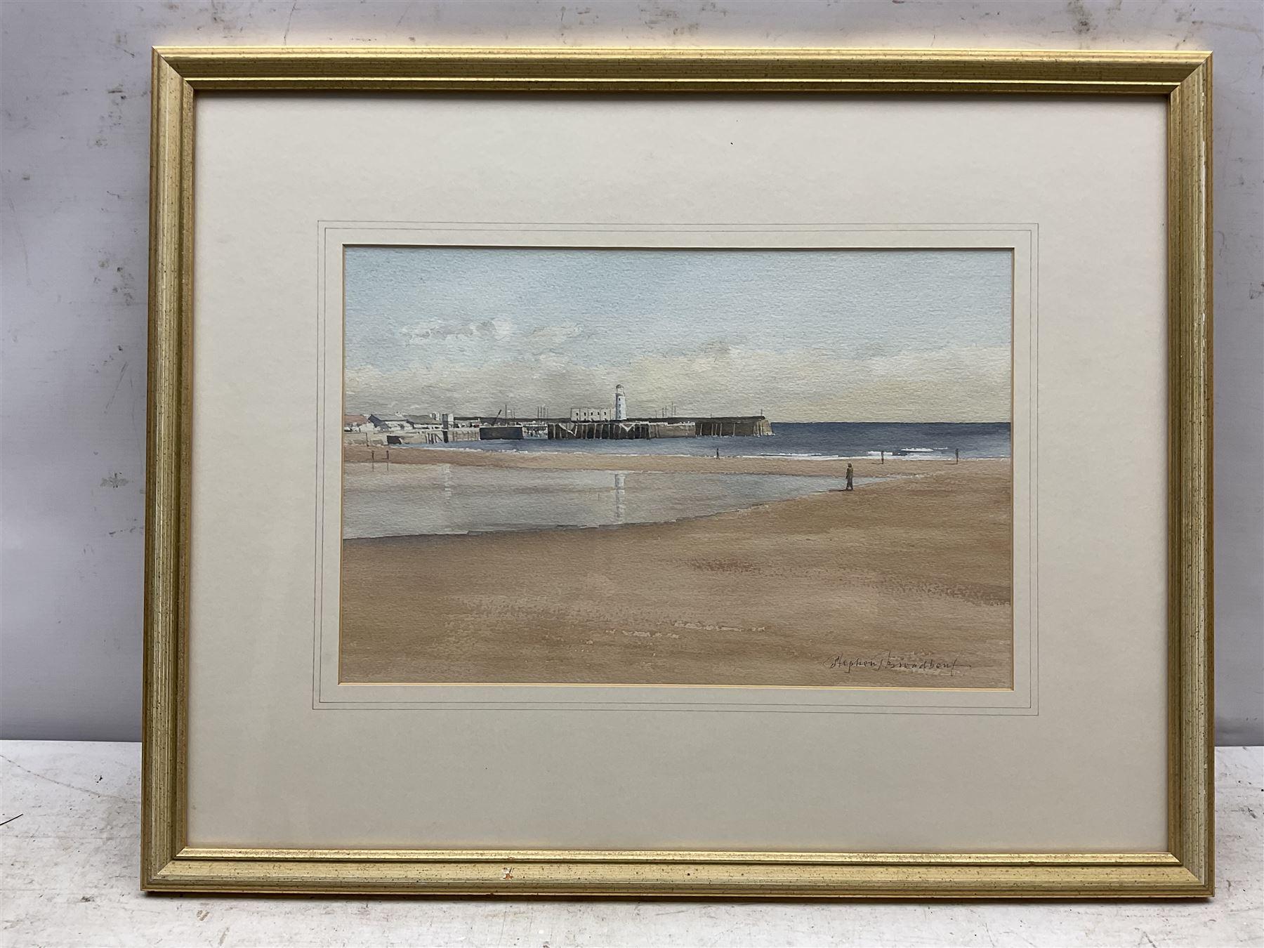 Stephen Broadbent (British Contemporary): 'Low Tide Scarborough', watercolour signed, titled and dated March 1995 verso 23cm x 35cm