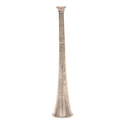 Early 20th century silver hunting horn, of typical form engraved 'South Oxfordshire Hounds W.H.B. from W. and C.F. Season 1905-6 43 Brace', marked Whippy London , hallmarked (worn and indistinct), L24cm