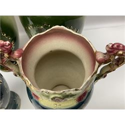Set of four Chinese cloisonne enamel napkin rings, together with a pair of Strasburg Ware vases, a pair of similar larger continental vases and four Royal commemorative mugs