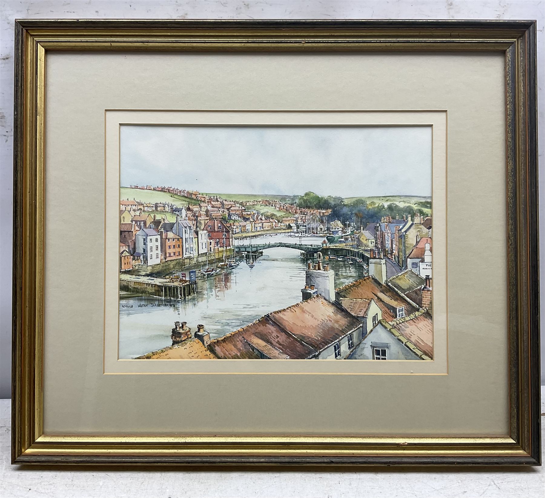 John Freeman (British 1942-): 'Across Whitby', watercolour signed titled and dated '83, 23cm x 30cm