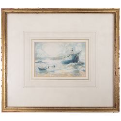 Attrib. William Lionel Wyllie (British 1851-1931): 'Hulks', watercolour unsigned, inscribed verso 'unsigned and for reproduction', 10cm x 15cm 