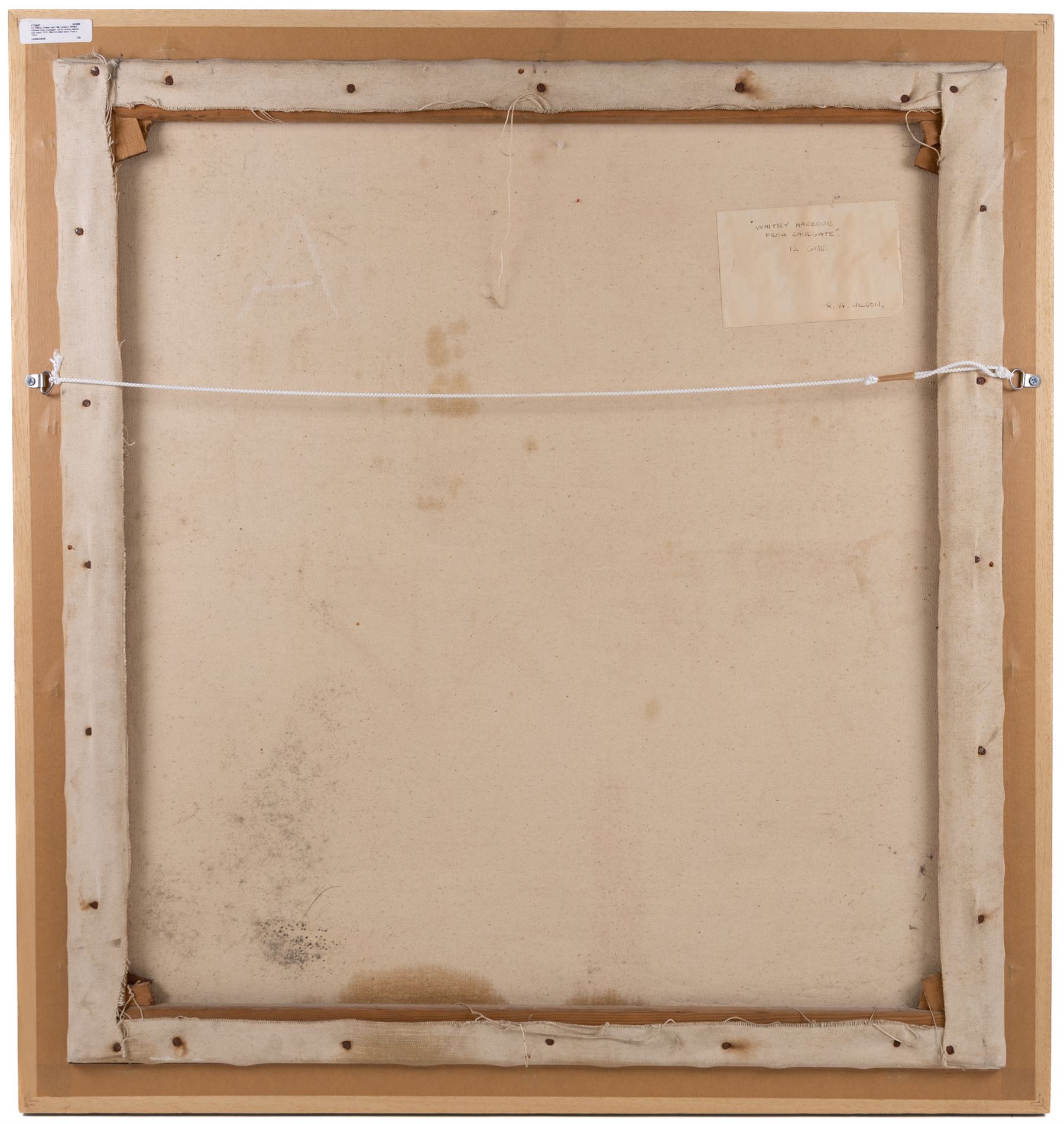 RA Wilson (British Mid-20th century): 'Whitby Harbour from Sandgate', oil on canvas signed and dated 1970, titled on label verso 75cm x 70cm