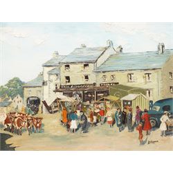 Florence Hopper (East Yorkshire 20th century): 'Market Day - Hawes', oil on board signed, ...