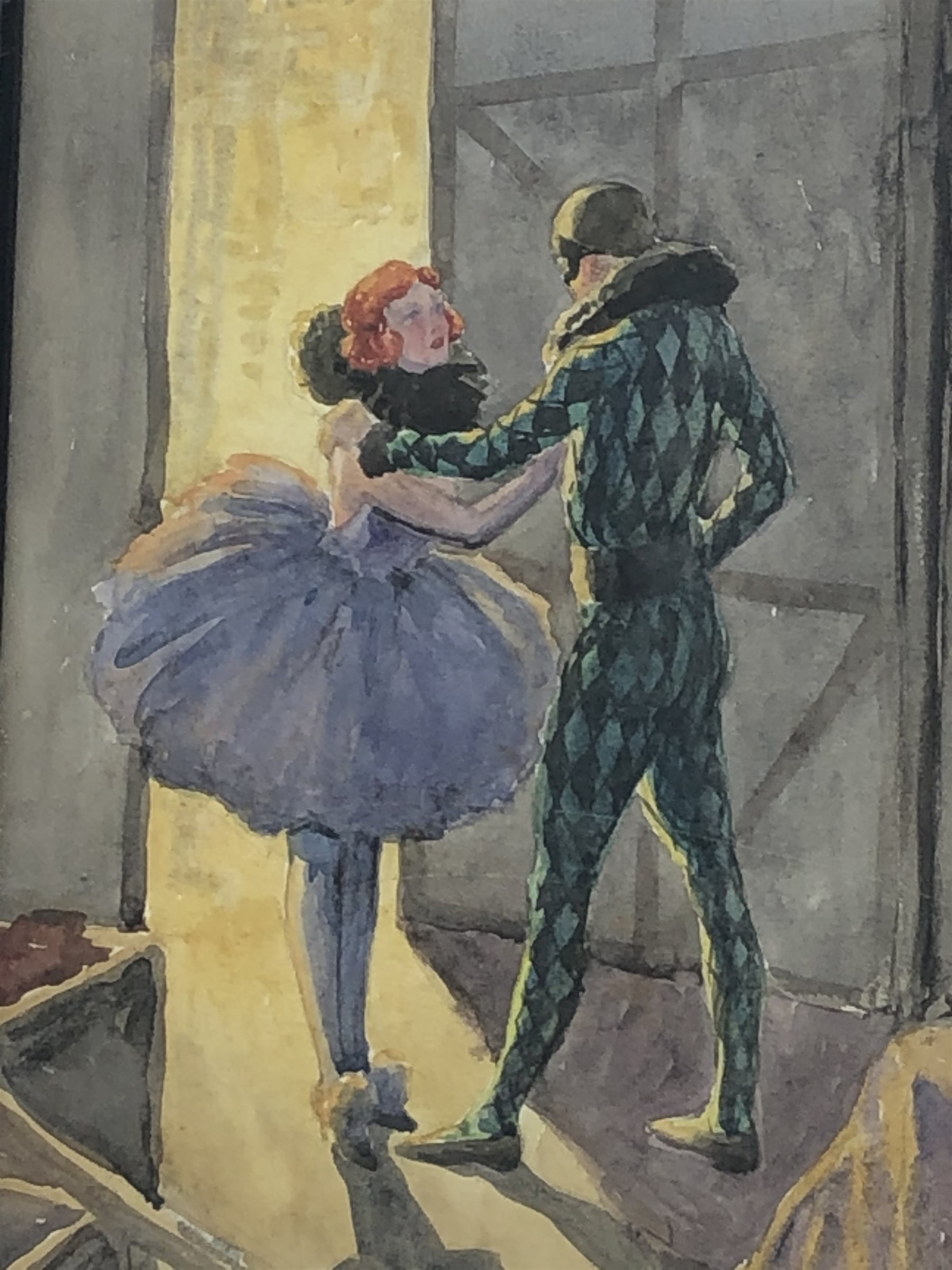 English School (Early/mid 20th century): Backstage before the Performance, watercolour unsigned 35cm x 24cm