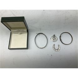 Costume jewellery and watches to include a Silver St Christopher pendant stamped 925, silver bangle, Seiko quartz stainless steel wristwatch, Seiko quartz alarm chronograph wristwatch, necklaces, cufflinks etc 