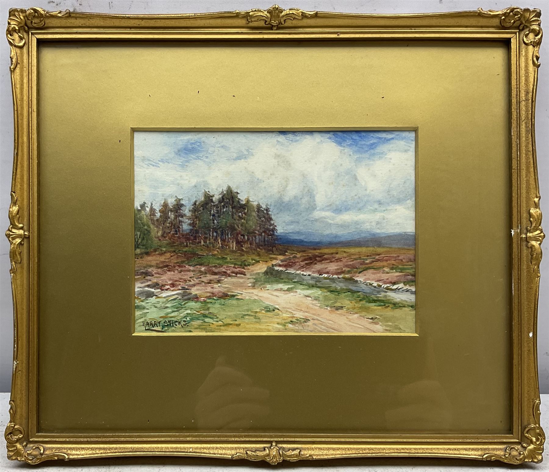Harry James Sticks (British 1867-1938): Upland Landscapes, pair watercolours signed 12.5cm x 17.5cm (2)