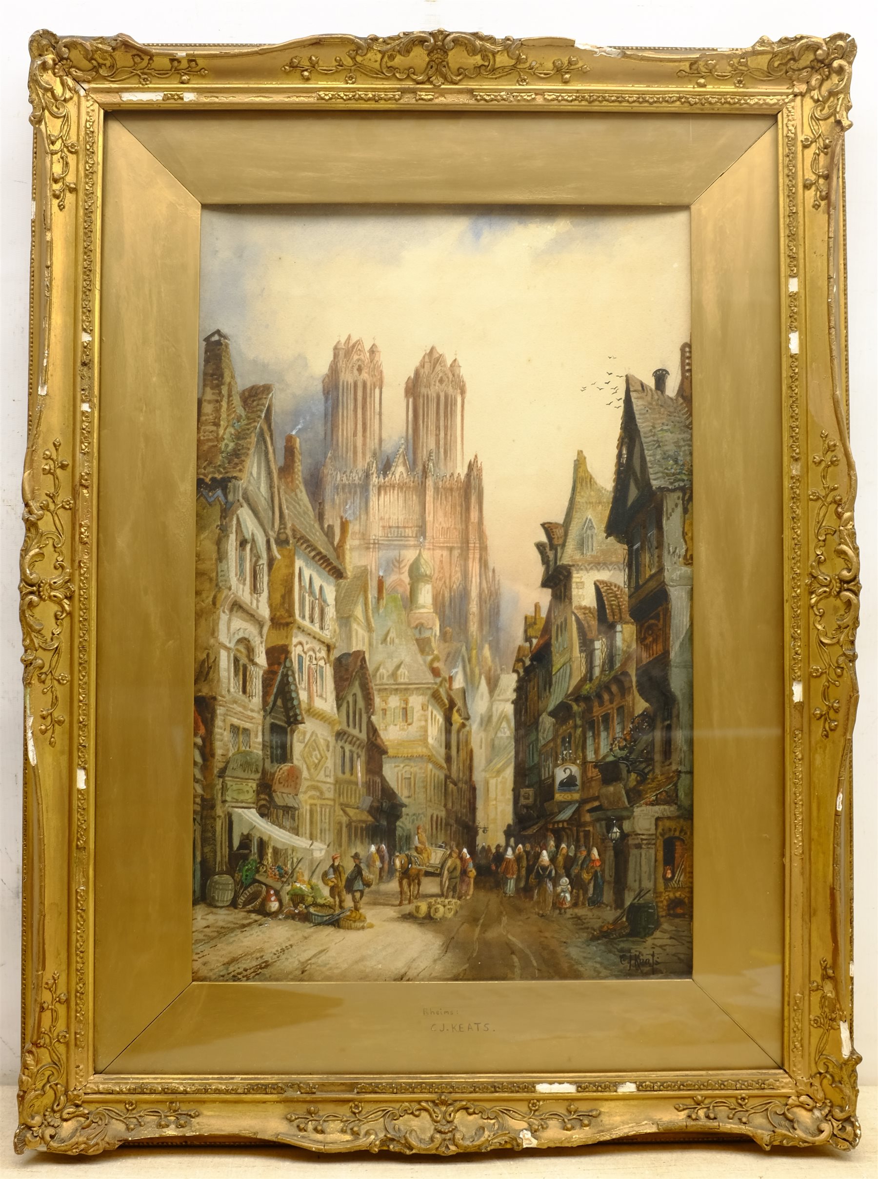 Charles James Keats (British 19th century): 'Rheims', watercolour signed 49cm x 31cm
