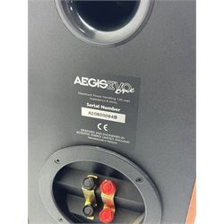 Stereo System - Denon AVR-3802 amplifier, Ral Q201E subwoofer, pair AE AEGISEVO THREE speakers, pair AE AEGISEVO ONE speakers on stands and AE AEGISEVO centre