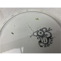 Collection of 19th century tea wares by William Smith & Co, decorated in various patterns including Cupid, Tally Ho and Fountain 