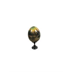 Oriental table lamp upon a wooden stand, with shade together with Accurist watch and ornament, lamp H72cm
