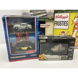 Thirty-eight modern die-cast models/sets  including Corgi and Lledo 1:76 scale Trackside vehicles; Unimax, Atlas and other tanks; TV & film related; advertising and promotional; QEII 80th Birthday etc; all but one boxed (38)