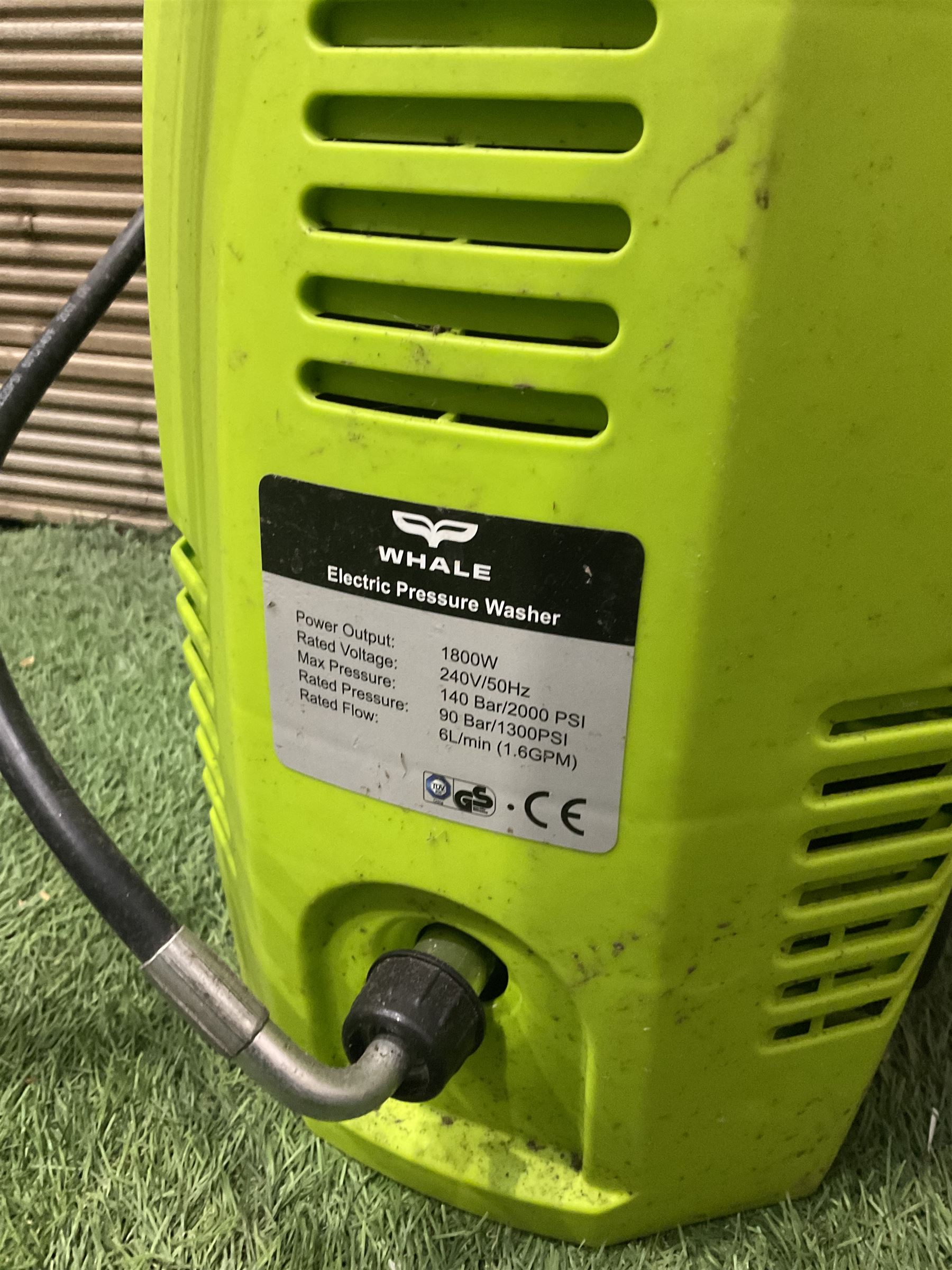 Whale 1800W 1300psi pressure washer  - THIS LOT IS TO BE COLLECTED BY APPOINTMENT FROM DUGGLEBY STORAGE, GREAT HILL, EASTFIELD, SCARBOROUGH, YO11 3TX