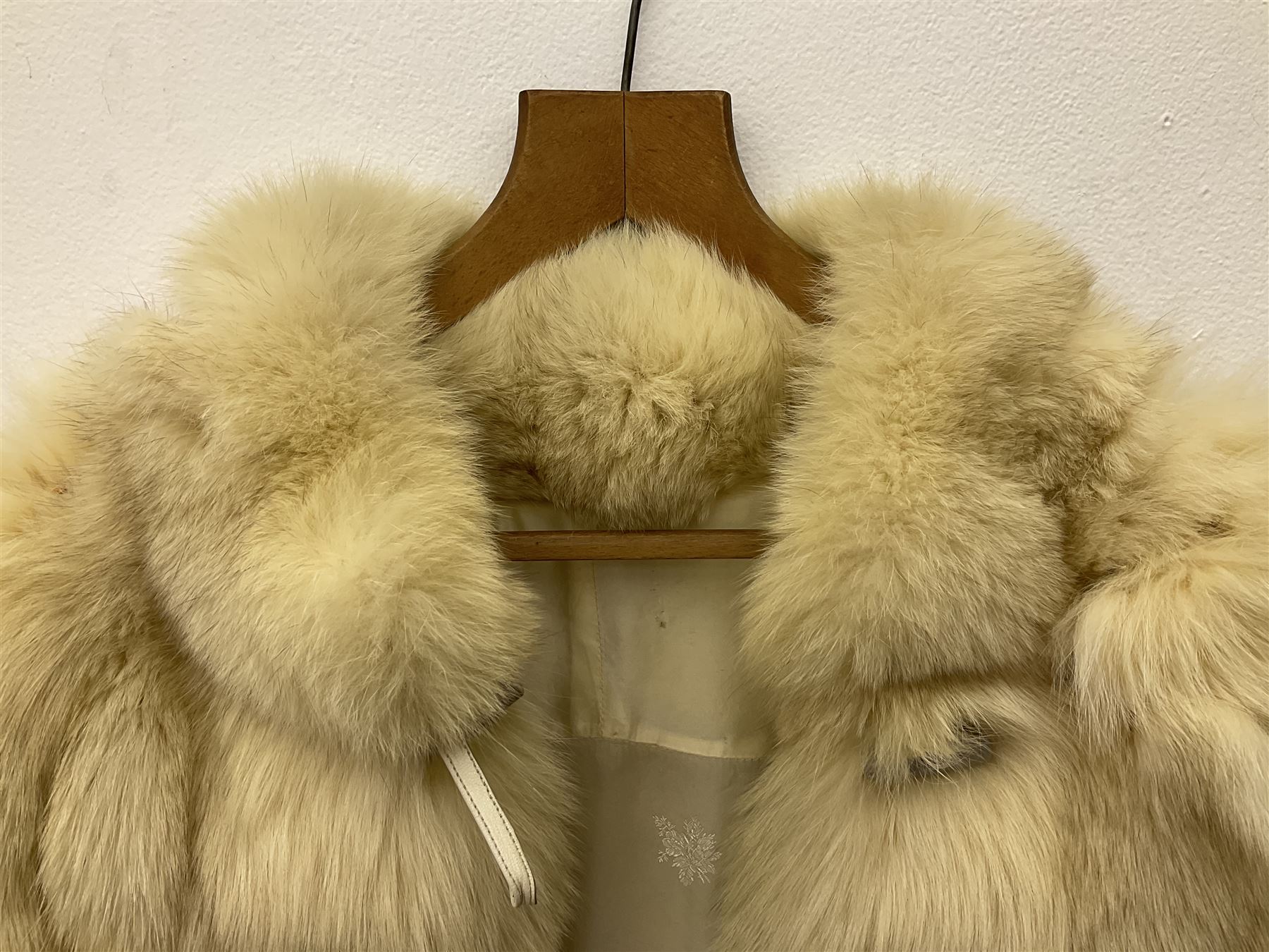 White Arctic Fox fur coat with loop fasteners 
