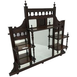 Edwardian walnut framed overmantle mirror