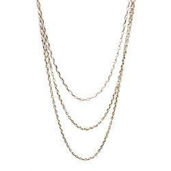 Victorian 8ct gold three strand cable link necklace