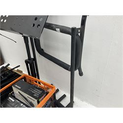 Two Shure SM58 microphones, Gatt Audio DM-700 microphone, other boxed and unboxed microphones and various microphone and music stands