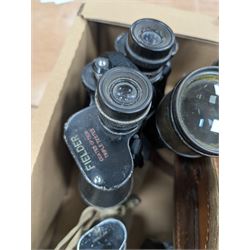 Nine pairs of early 20th century and later binoculars, including Tento 20x50, Nagoya Panoramic 8 x 30, Orr & Sons Madras, DRW 10 x 50, etc some with cases