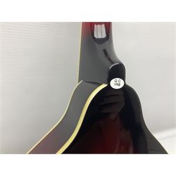 Stagg Model M50 E eight-string electro-acoustic mandolin; bears makers label L69cm; in cardboard delivery box with lead