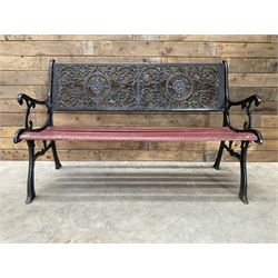 Cast iron and wood slatted garden bench