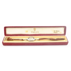  Tudor (Rolex) stainless steel wristwatch circa 1940s on leather strap in original box  
