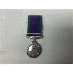Elizabeth II General Service Medal with Northern Ireland clasp awarded to 24197417 Pte. S.P. Moylan R. Anglian; with ribbon