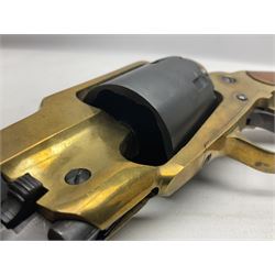 REGISTERED FIREARMS DEALER ONLY Modern Remington .44 calibre percussion brass framed army revolver, possibly by Uberti, with 16cm octagonal barrel, No.225; partially deactivated to old specification with no certificate L36cm overall - Disposed 25.06.25 - Notified 24.07.25