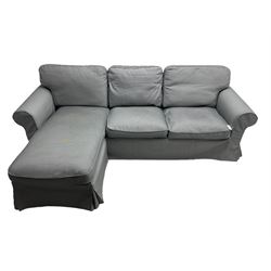 IKEA - 'EKTORP' three seat corner sofa, in grey loose washable covers 