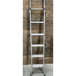 Set of multi-extending step ladders, and a railway timber railway sleeper
