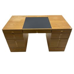 Marks and Spencer Home - light oak office desk, fitted with drawers, inset writing surface with hinged compartment