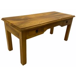 Yew coffee/console table, two drawers