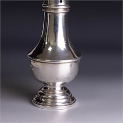 1920s silver sugar caster, of typical form with removable pierced cover and weighted base, hallmarked Marson & Jones, Birmingham 1923, H16cm